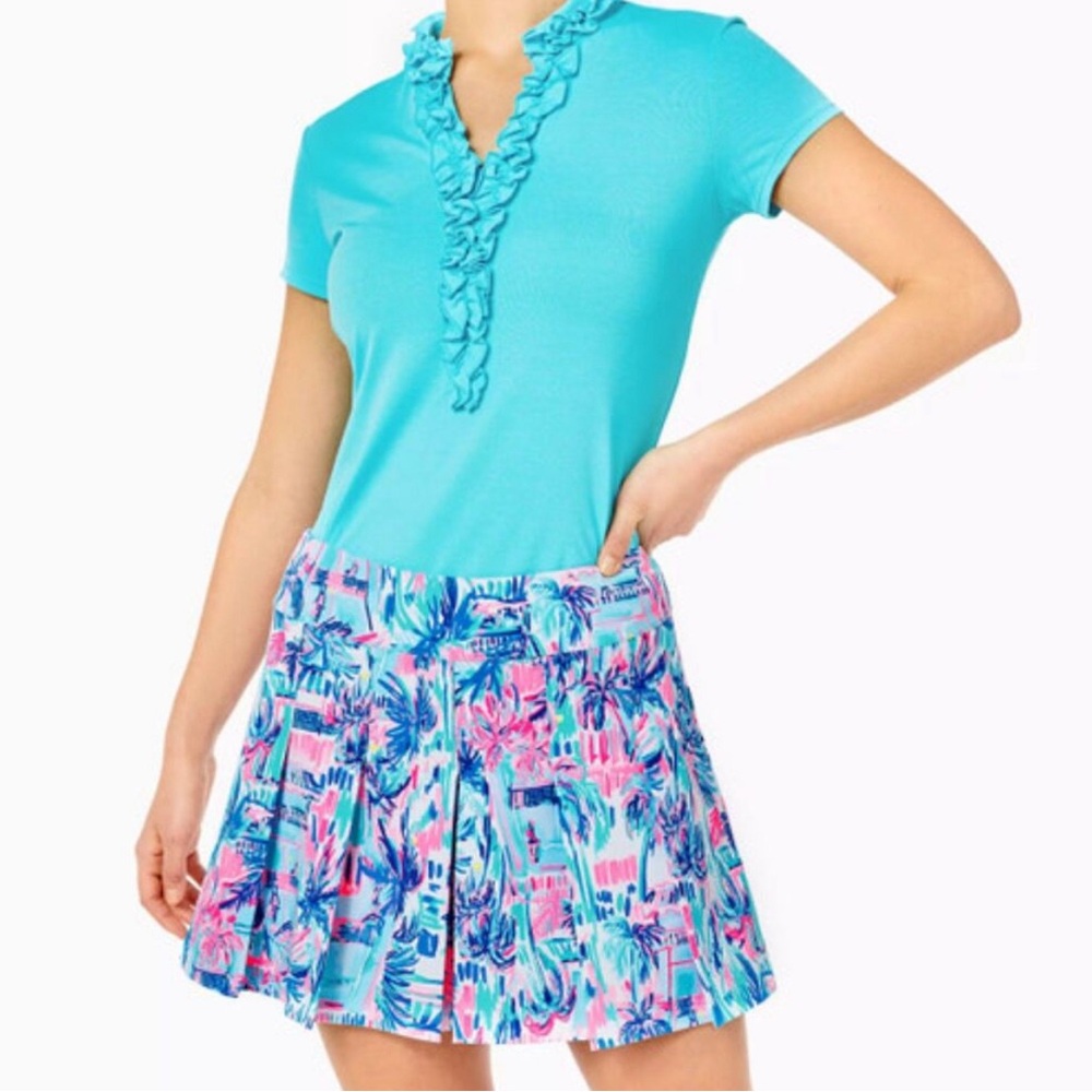Lilly Pulitzer NWT Luxletic 12 Frazer Short UPF 50+ Ravello Blue Perfect Match